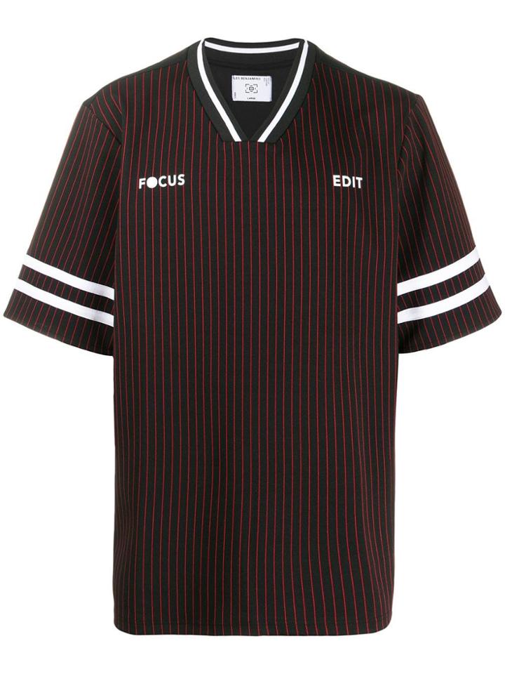 Les Benjamins Striped Football Logo Jersey - Black