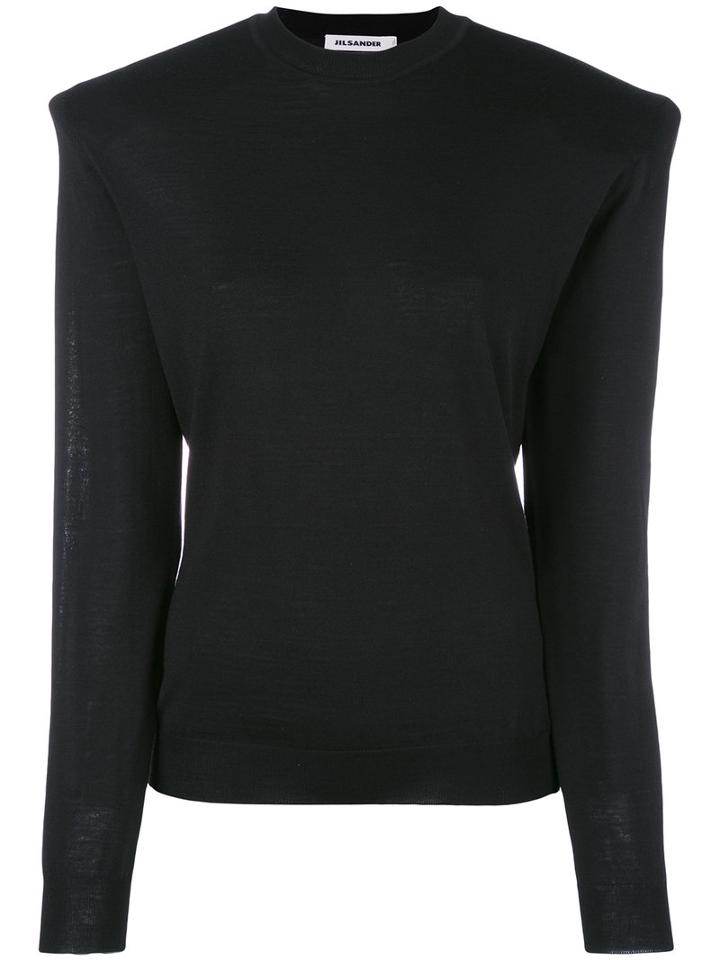 Jil Sander - Shoulder Pads Jumper - Women - Silk/wool - 34, Black, Silk/wool