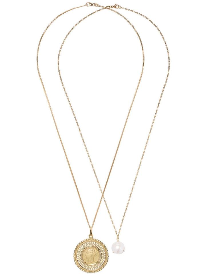 Wouters & Hendrix Gold 18kt Gold Pearl And Coin Pendant Necklace -