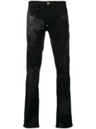 Philipp Plein Palm Print Distressed Jeans - Black
