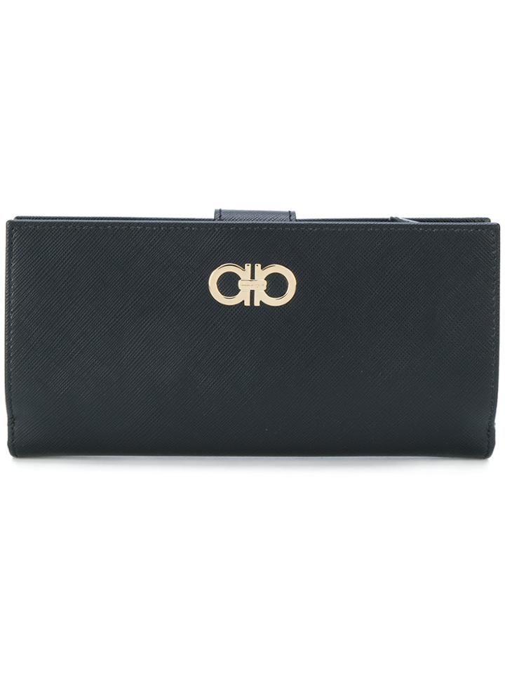 Salvatore Ferragamo Double Gancio Continental Wallet - Black