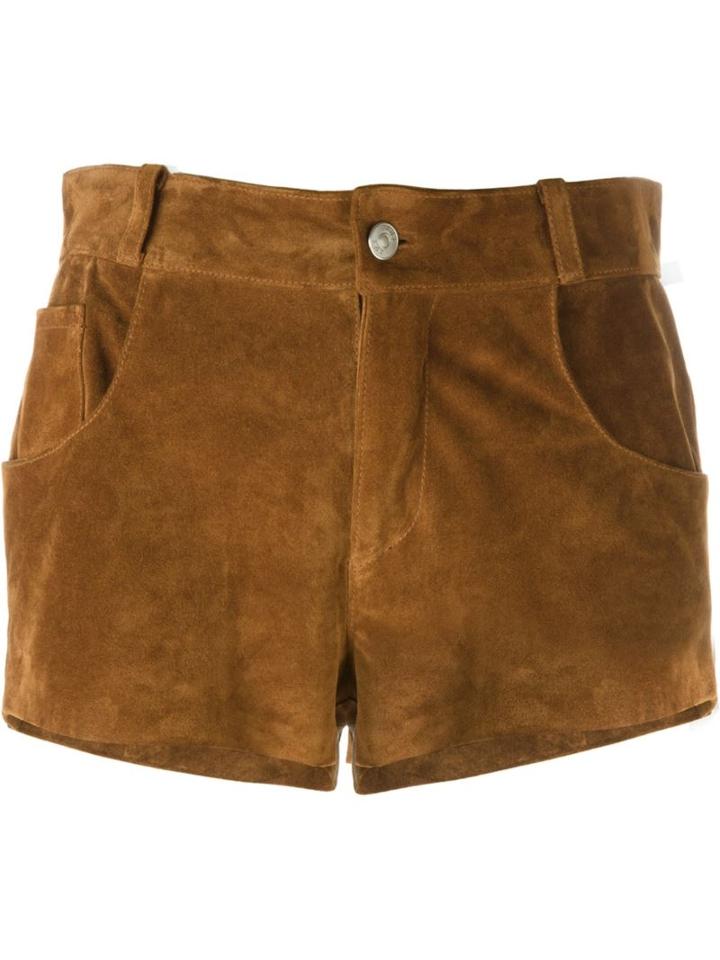 Au Jour Le Jour Fringed Short Shorts, Women's, Size: 40, Brown, Calf Suede