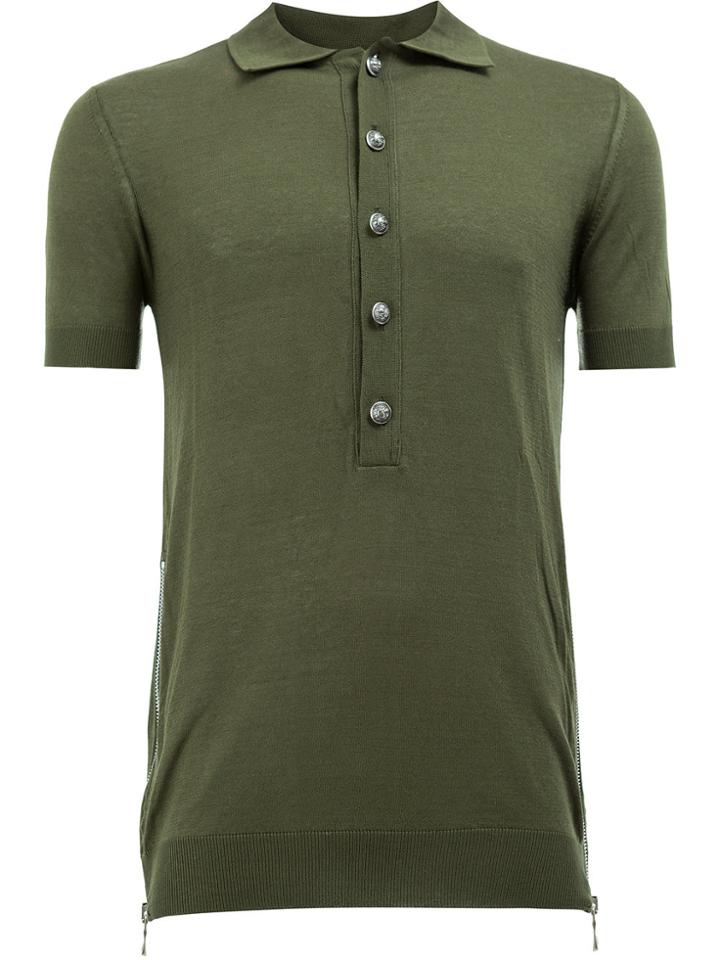 Balmain Plain Polo Shirt - Green