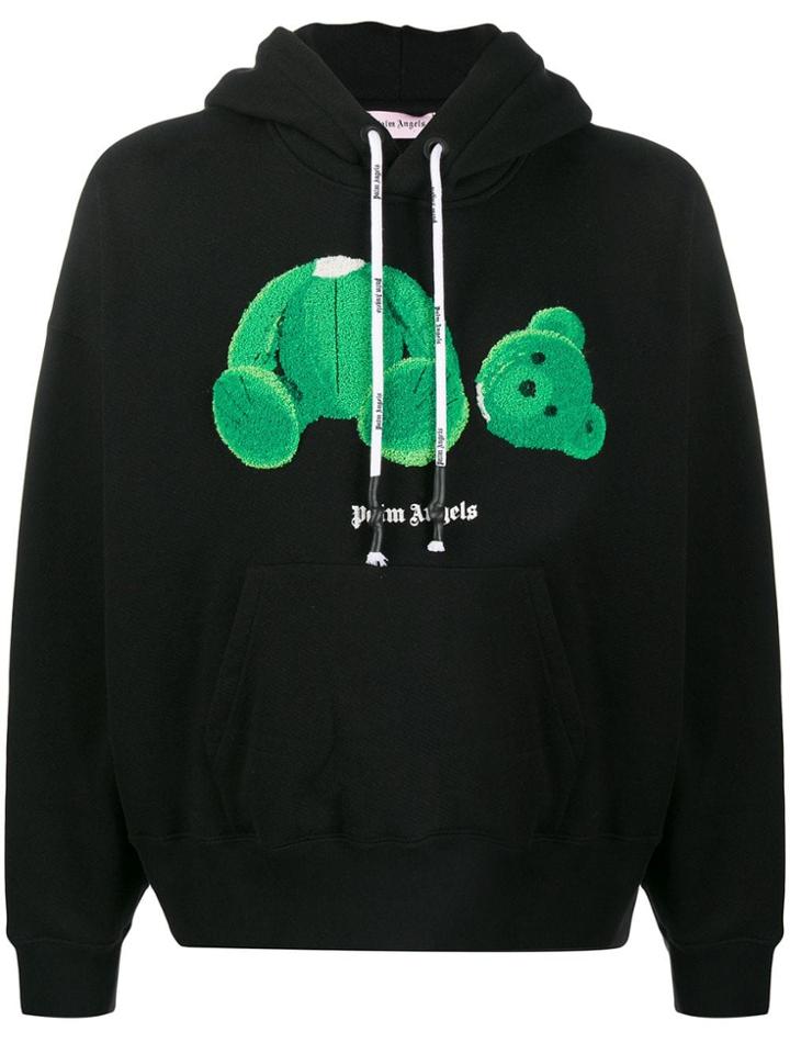 Palm Angels Teddy Bear-appliqued Hoodie - Black