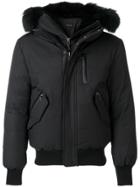 Mackage Bomber Jacket With Contrast Racoon Fur Hood - Black