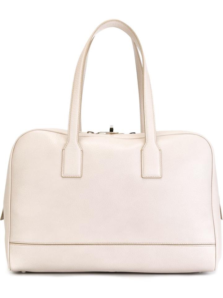 Max Mara Zipped Bowling Tote, Women's, Nude/neutrals, Leather