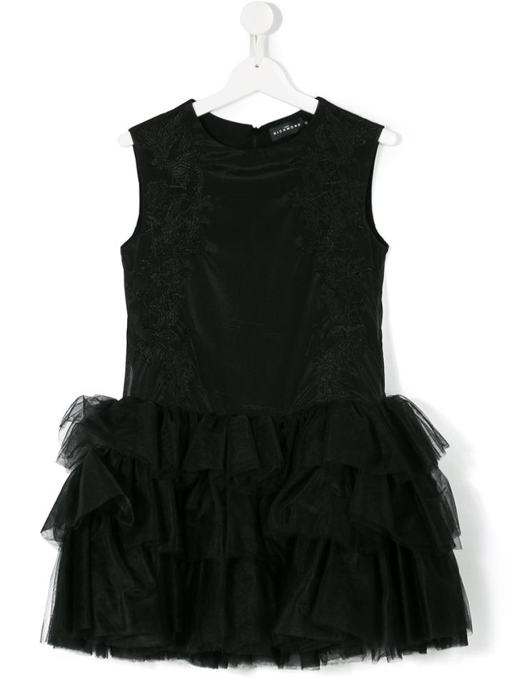 John Richmond Kids Embroidered Sleeveless Satin Dress - Black