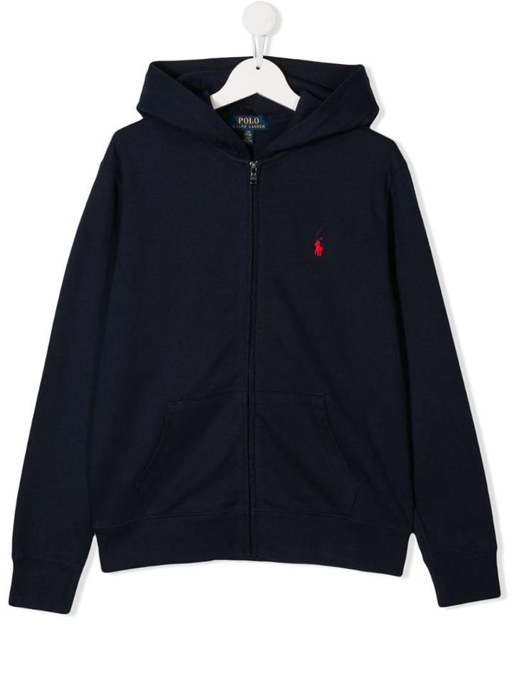 Ralph Lauren Kids Teen Embroidered Logo Zip-up Hoodie - Blue