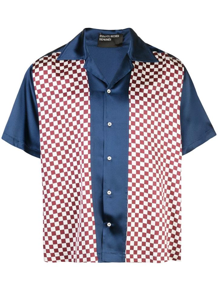 Enfants Riches Déprimés Colourblock Checkered Bowling Shirt - Blue
