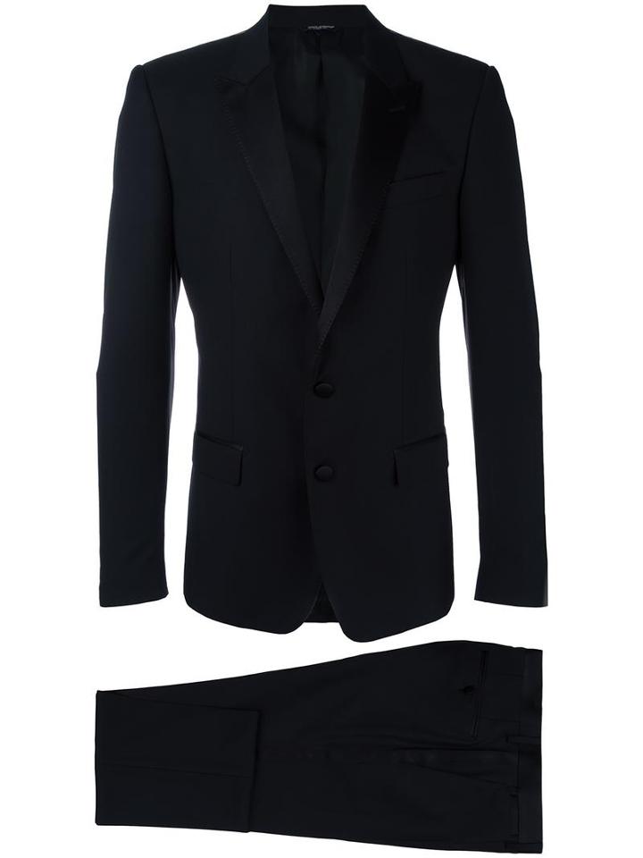 Dolce & Gabbana Formal Suit, Men's, Size: 54, Black, Virgin Wool/silk/polyester/acetate