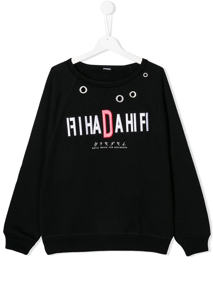 Diesel Kids Embroidered Sweater - Black