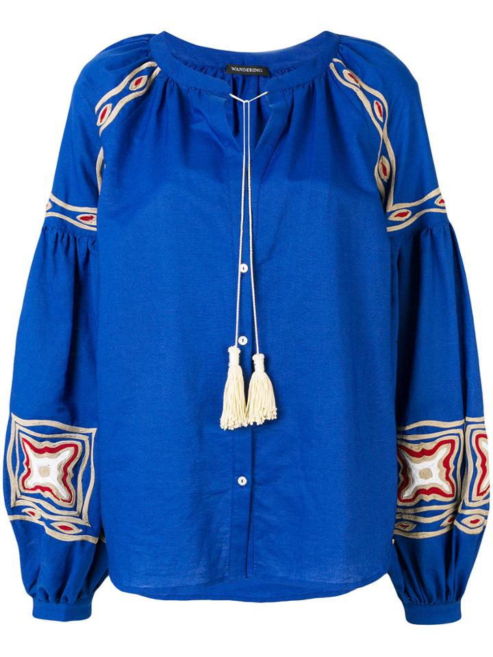 Wandering Tassel Detail Blouse - Blue