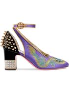Gucci Dragon Satin Mid-heel Pump - Pink & Purple