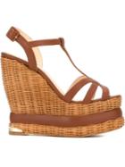 Paloma Barceló Valerie Wedge Sandals, Women's, Size: 38, Brown, Leather