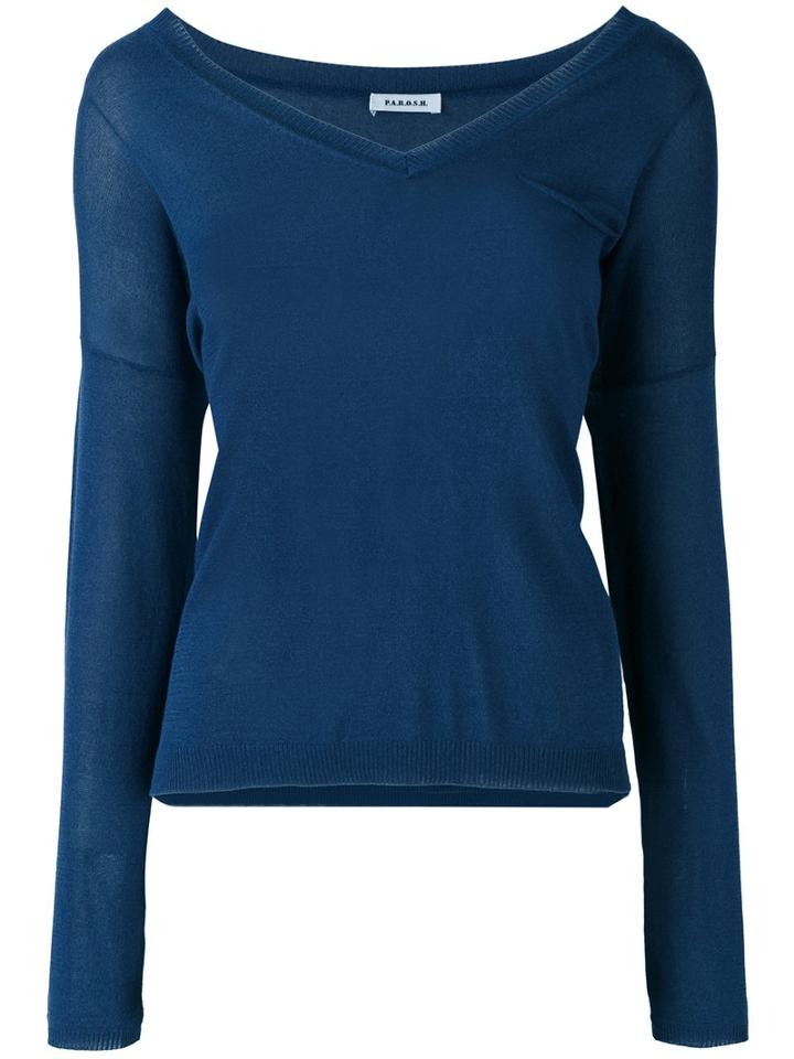 P.a.r.o.s.h. - Knitted Top - Women - Cotton/viscose - L, Blue, Cotton/viscose