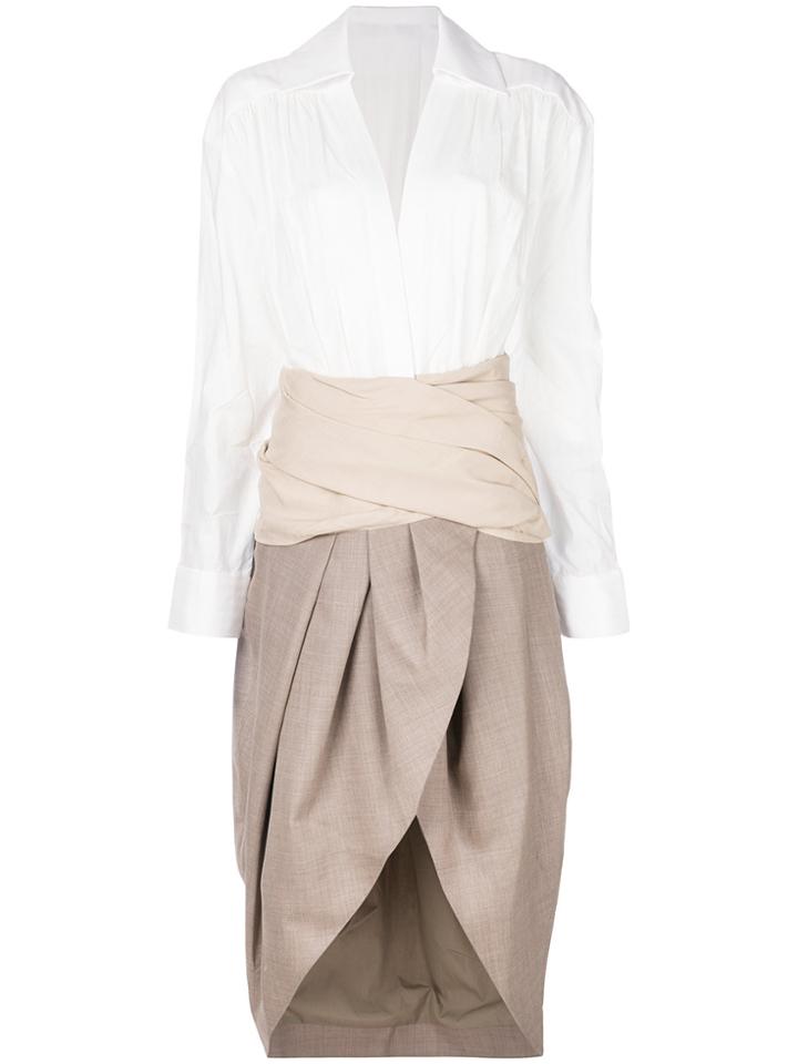 Jacquemus Panelled Wrap Dress - Nude & Neutrals