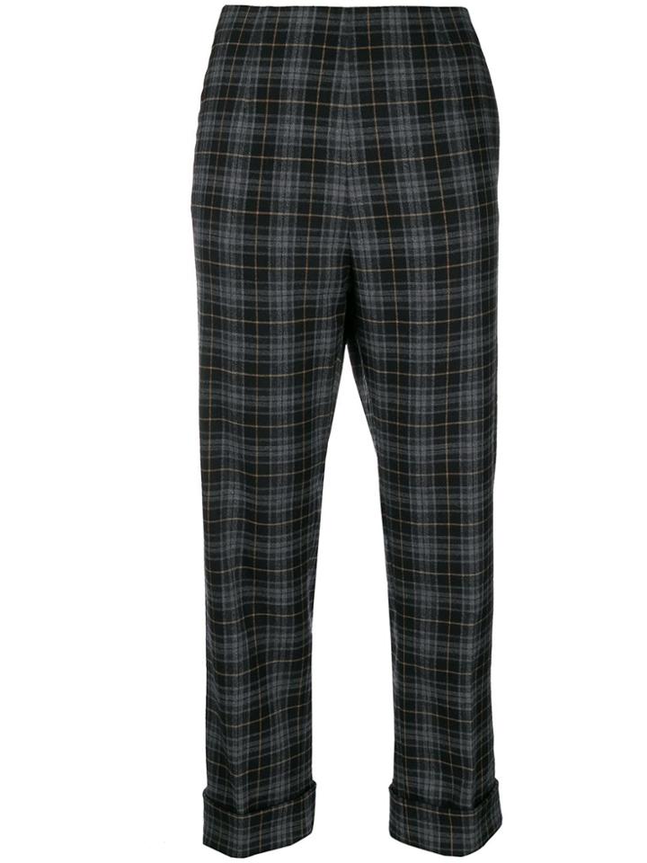 Antonio Marras Check-print Cropped Trousers - Grey
