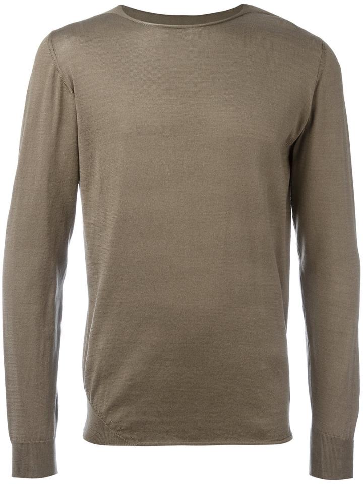 Roberto Collina Crew Neck Jumper, Men's, Size: 48, Green, Cotton