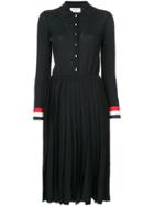 Thom Browne Long Sleeve Pleated Bottom Polo Dreshort Sleeve With Red,