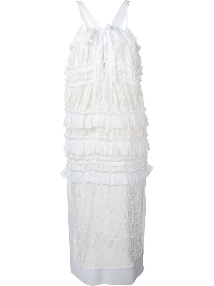 No21 Embroidered Lace Panelled Dress, Women's, Size: 44, White, Polyamide/viscose/cotton