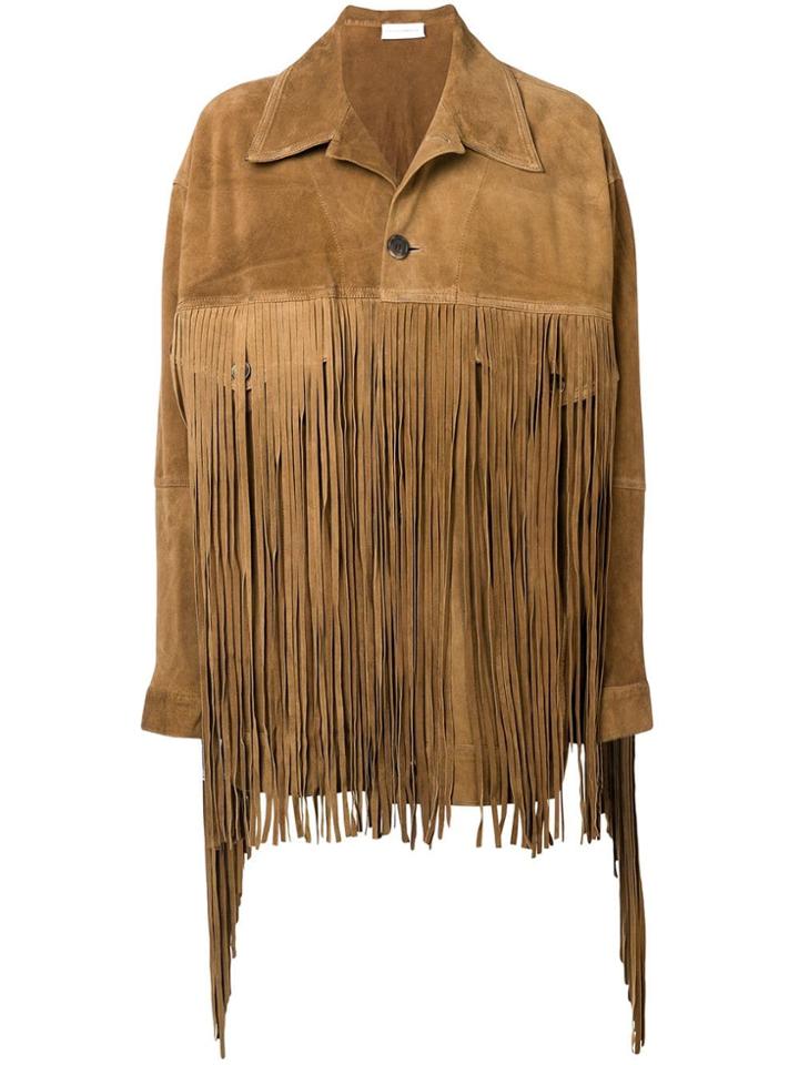 Faith Connexion Fringed Oversized Jacket - Brown