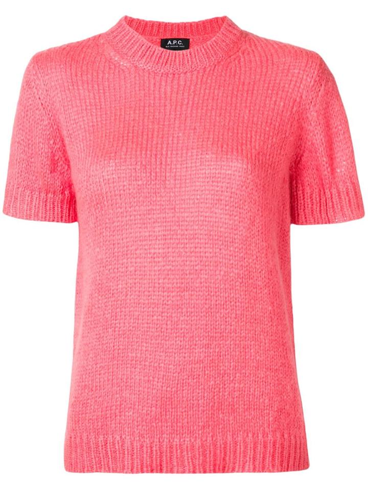 A.p.c. Short Sleeve Sweater - Pink & Purple