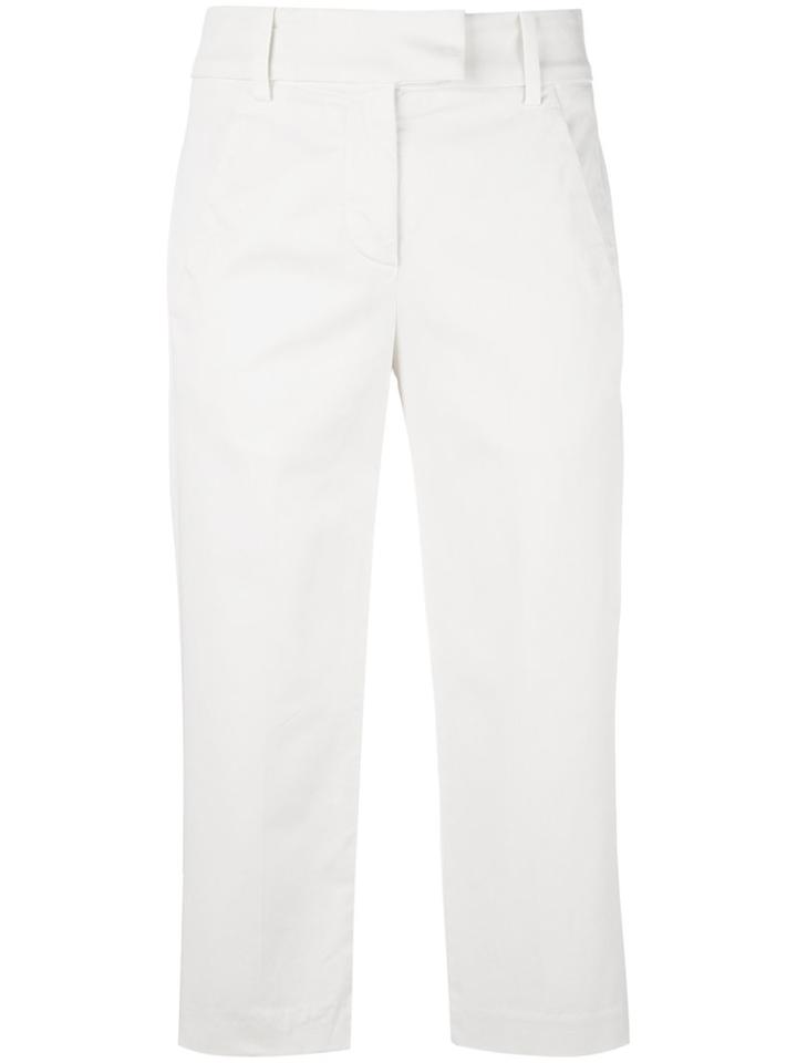 Dondup Ivy Cropped Trousers, Women's, Size: 44, White, Cotton/spandex/elastane