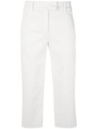 Dondup Ivy Cropped Trousers, Women's, Size: 44, White, Cotton/spandex/elastane
