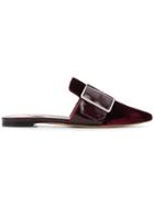 Bally Pointed Buckle Mules - Red