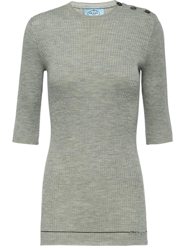 Prada Ribbed Knit Top - Grey