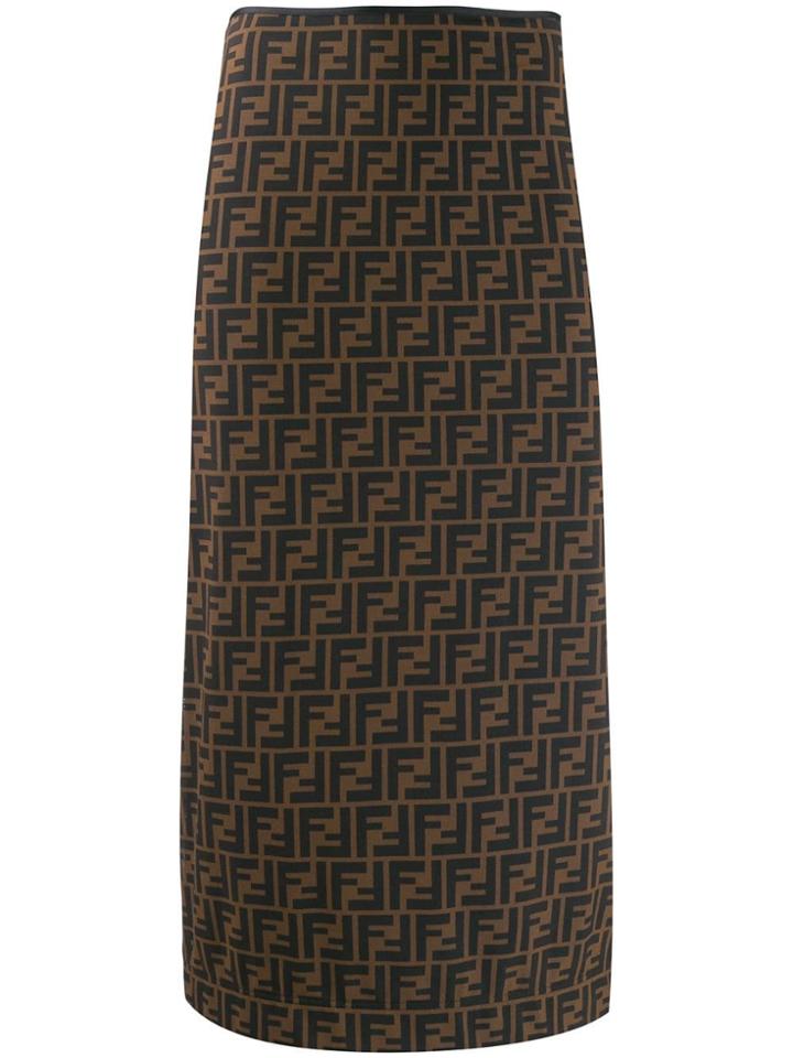 Fendi Ff Print Pencil Skirt - Brown