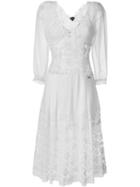 Just Cavalli Sheer Panel Embroidered Dress, Women's, Size: 40, White, Polyamide