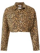 Re/done Leopard Cropped Jacket - Brown