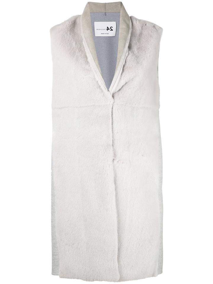 Concealed Fastening Sleeveless Jacket - Women - Mink Fur/cashmere/wool - 46, Grey, Mink Fur/cashmere/wool, Manzoni 24