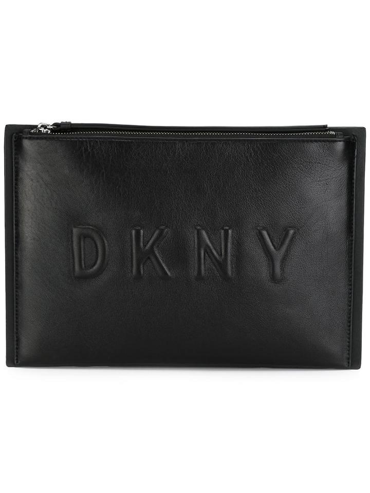 Dkny Embossed Logo Clutch, Women's, Black, Leather