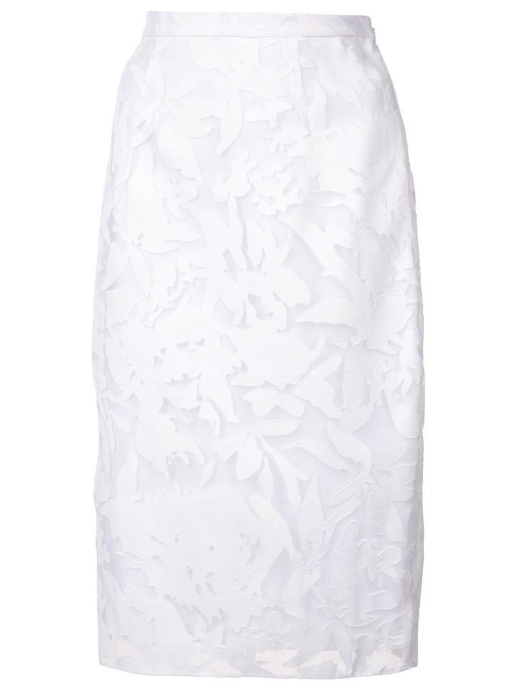 Milly - Floral Embroidery Skirt - Women - Cotton/polyester - 8, White, Cotton/polyester