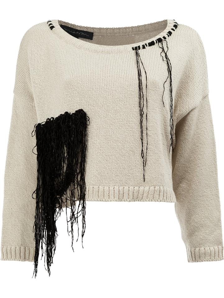 Miaoran Fringed Detail Jumper - Nude & Neutrals