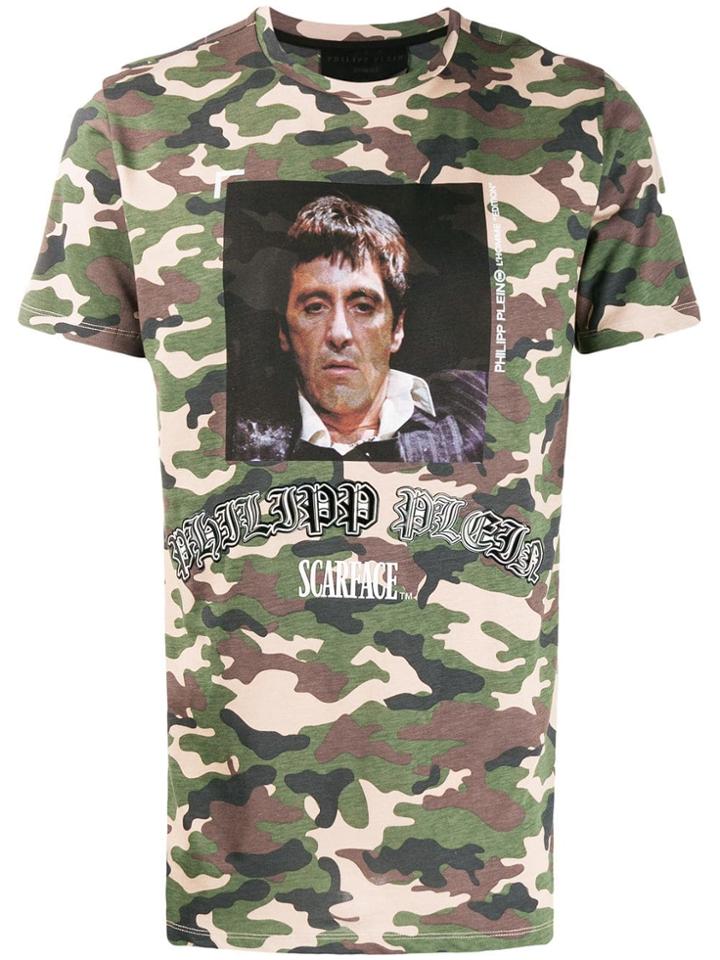 Philipp Plein Camouflage Scarface Print T-shirt - Green