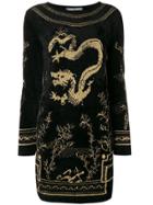 Alberta Ferretti Dragon Mini Dress - Black
