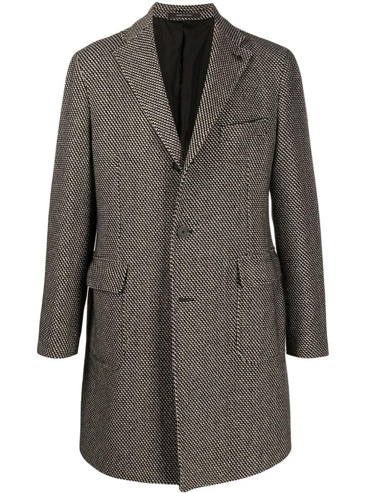 Tagliatore Single-breasted Embroidered Coat - Brown