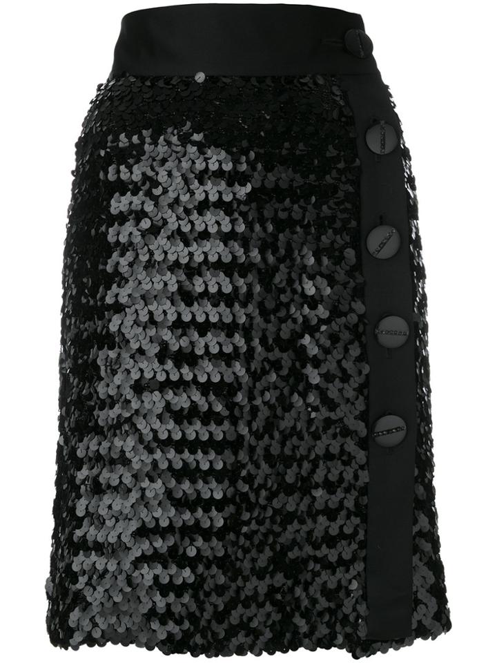 Yves Saint Laurent Vintage Sequinned Skirt - Black