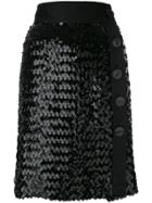 Yves Saint Laurent Vintage Sequinned Skirt - Black