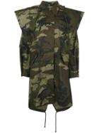 Mm6 Maison Margiela Camouflage Coat, Women's, Size: 40, Green, Cotton