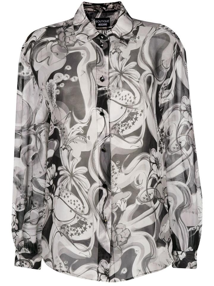 Boutique Moschino Printed Button Blouse - Grey