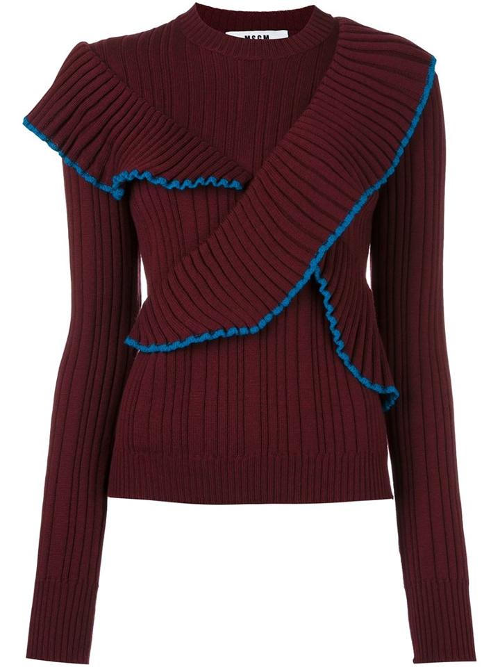 Msgm Ribbed Jumper, Women's, Size: Small, Red, Virgin Wool