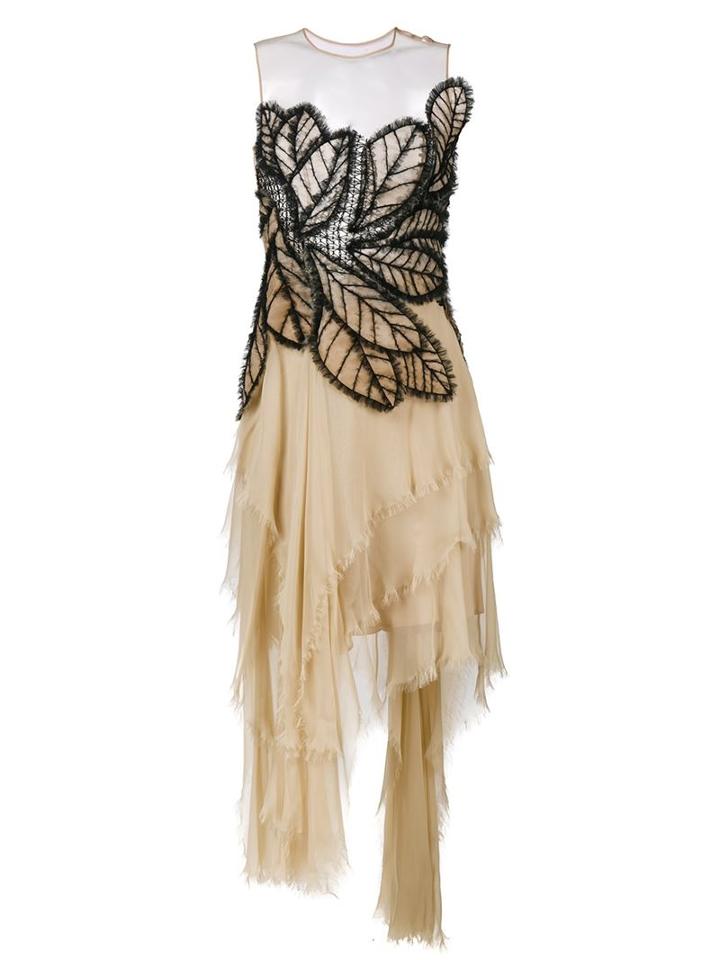 Alberta Ferretti Sleeveless Asymmetric Butterfly Dress