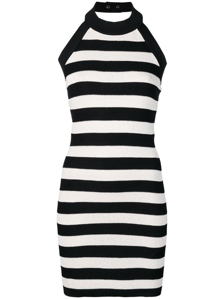Balmain Striped Knit Mini Dress - White