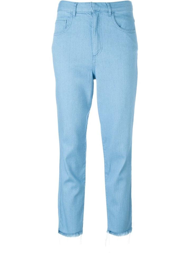 Marques Almeida Frayed Hem Cropped Jeans, Women's, Size: 10, Blue, Rayon/cotton/polyurethane