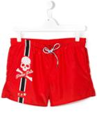 Philipp Plein Kids White Sand Beach Shorts, Boy's, Size: 14 Yrs, Red