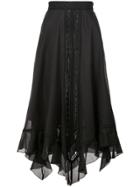 Charo Ruiz Handkerchief Hem Midi Skirt - Black